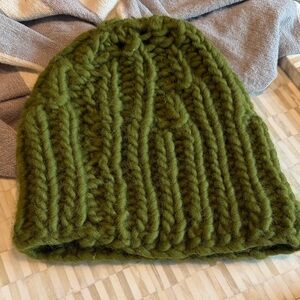 Handmade Chunky Knit Beanie - Olive Green